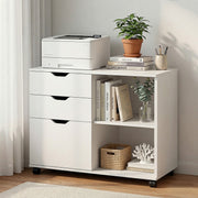 Artiss 3 Drawer Mobile Filing Cabinet Printer Stand Cabinet Home Office Storage White FURNI-Q-FC-3D-WH