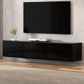 Artiss Floating Entertainment Unit TV Cabinet High Glossy Black 3 Cabinets 200CM FURNI-Q-FL01-TV200-BK-AB