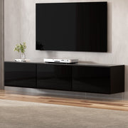 Artiss Floating Entertainment Unit TV Cabinet High Glossy Black 3 Cabinets 200CM FURNI-Q-FL01-TV200-BK-AB