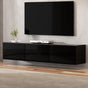 Artiss Floating Entertainment Unit TV Cabinet High Glossy Black 3 Cabinets 200CM FURNI-Q-FL01-TV200-BK-AB