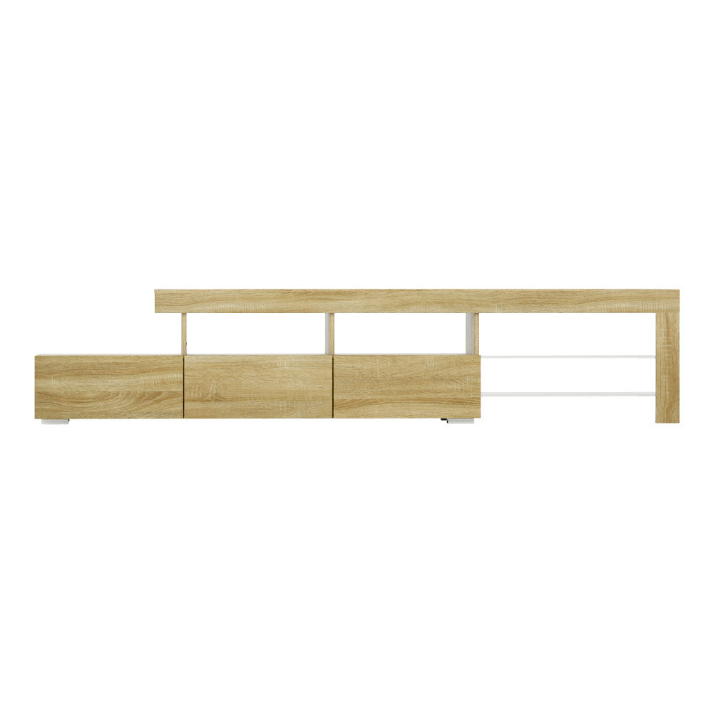 Artiss Entertainment Unit TV Cabinet LED 215cm Pine Caya FURNI-Q-LED-TV215-WD-AB