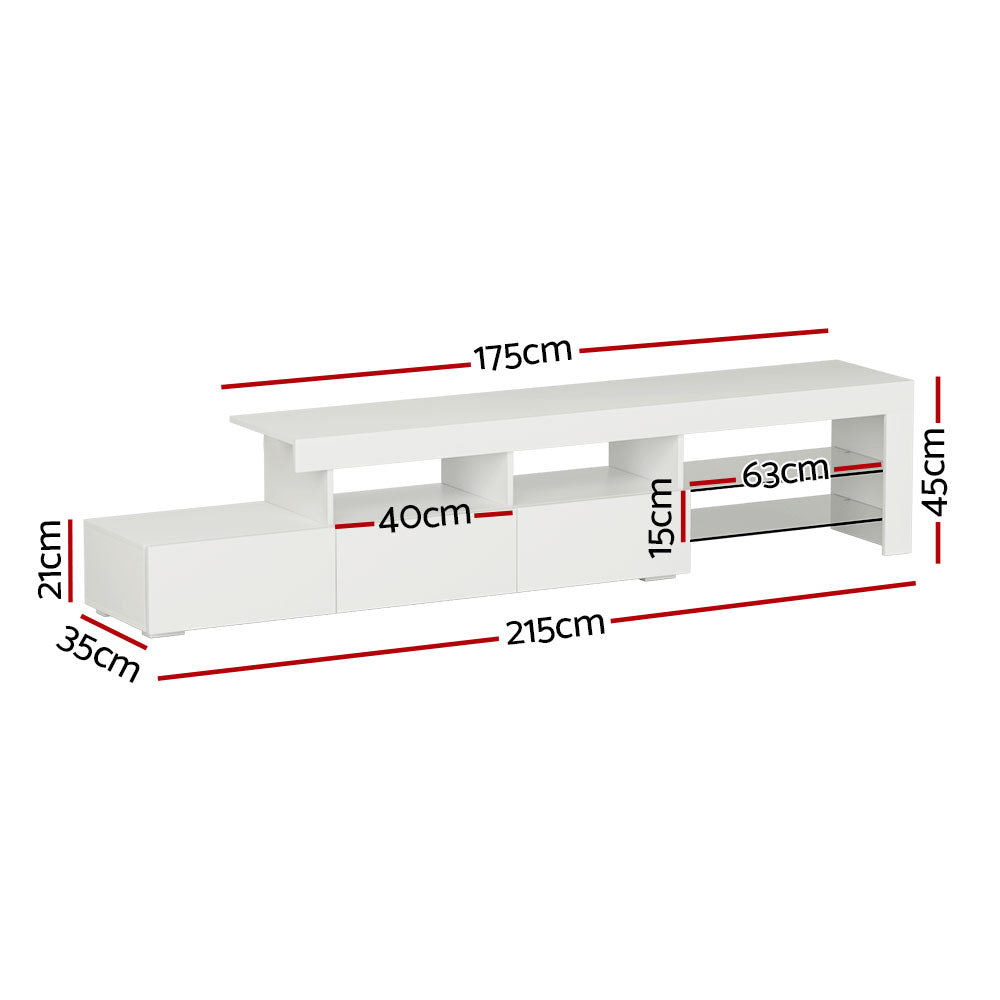 Artiss Entertainment Unit TV Cabinet LED 215cm White Caya FURNI-Q-LED-TV215-WH-AB