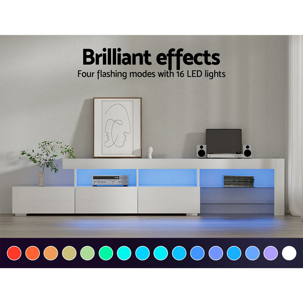 Artiss Entertainment Unit TV Cabinet LED 215cm White Caya FURNI-Q-LED-TV215-WH-AB