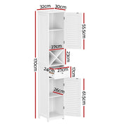 Artiss Bathroom Storage Cabinet 170cm Tall Slim Organiser Toilet Corner Adjustable Shelf Louver Door White FURNI-S-BATH-X170-WH