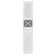 Artiss Bathroom Storage Cabinet 170cm Tall Slim Organiser Toilet Corner Adjustable Shelf Louver Door White FURNI-S-BATH-X170-WH