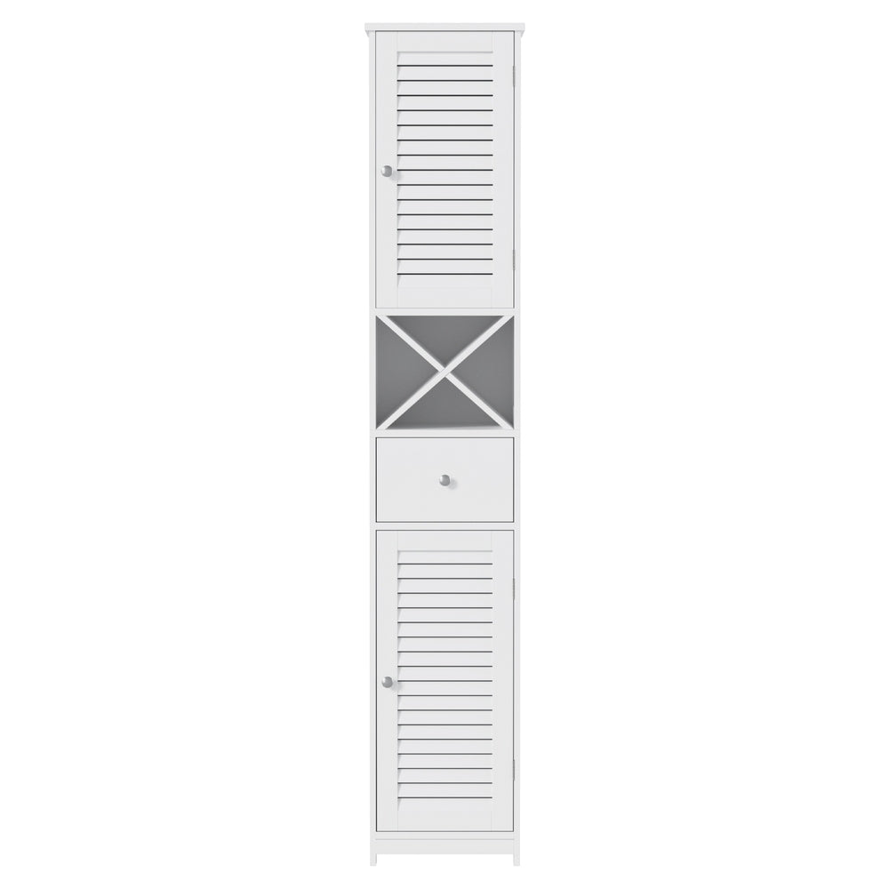 Artiss Bathroom Storage Cabinet 170cm Tall Slim Organiser Toilet Corner Adjustable Shelf Louver Door White FURNI-S-BATH-X170-WH