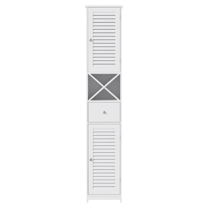 Artiss Bathroom Storage Cabinet 170cm Tall Slim Organiser Toilet Corner Adjustable Shelf Louver Door White FURNI-S-BATH-X170-WH