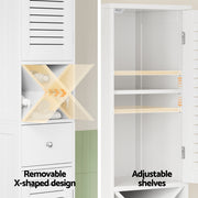 Artiss Bathroom Storage Cabinet 170cm Tall Slim Organiser Toilet Corner Adjustable Shelf Louver Door White FURNI-S-BATH-X170-WH