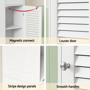 Artiss Bathroom Storage Cabinet 170cm Tall Slim Organiser Toilet Corner Adjustable Shelf Louver Door White FURNI-S-BATH-X170-WH