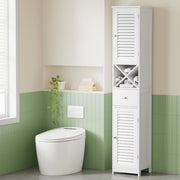 Artiss Bathroom Storage Cabinet 170cm Tall Slim Organiser Toilet Corner Adjustable Shelf Louver Door White FURNI-S-BATH-X170-WH