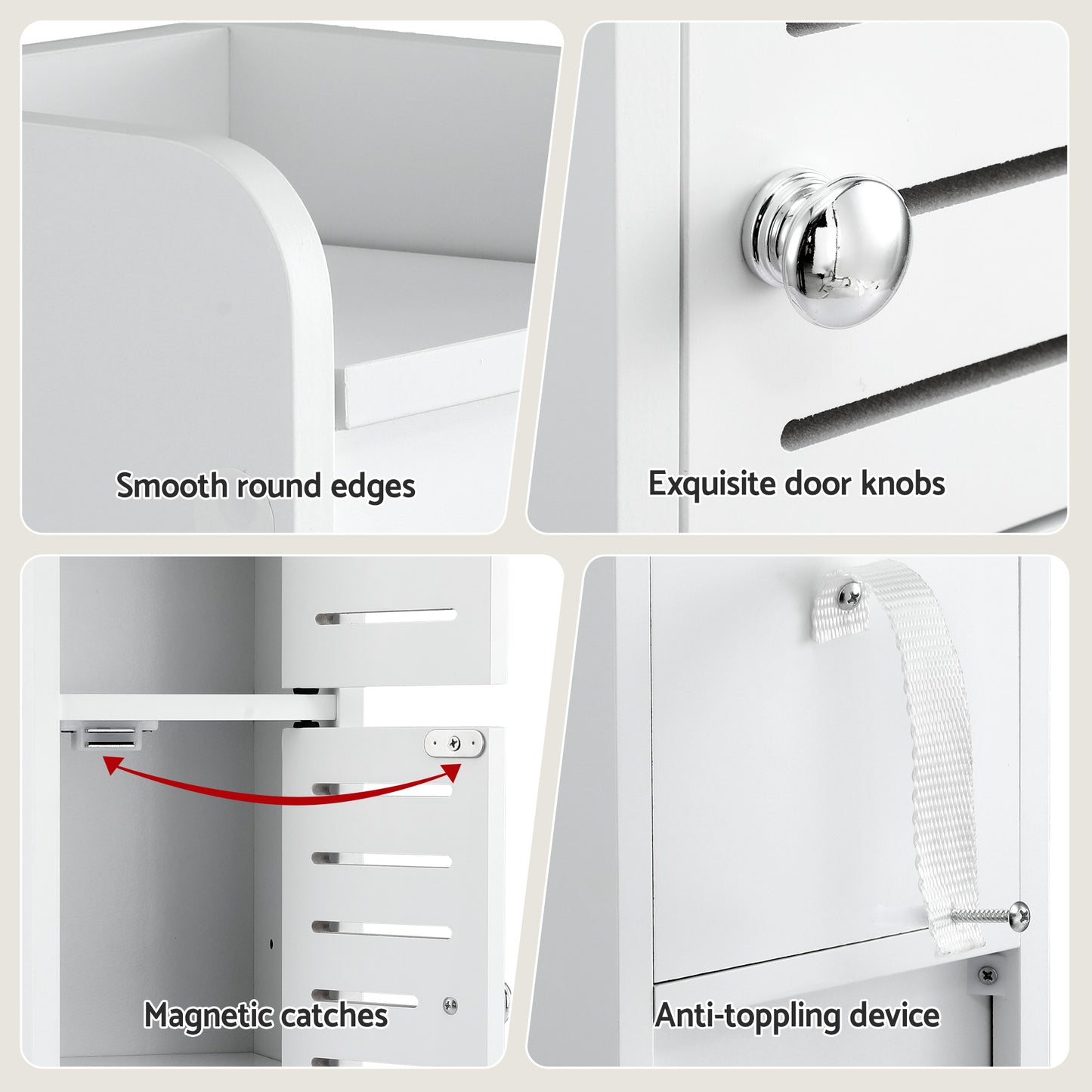 Artiss Bathroom Storage Cabinet 3-Tier Slim Toilet Paper Holder Organizer White FURNI-S-DIY-LVD02-WH