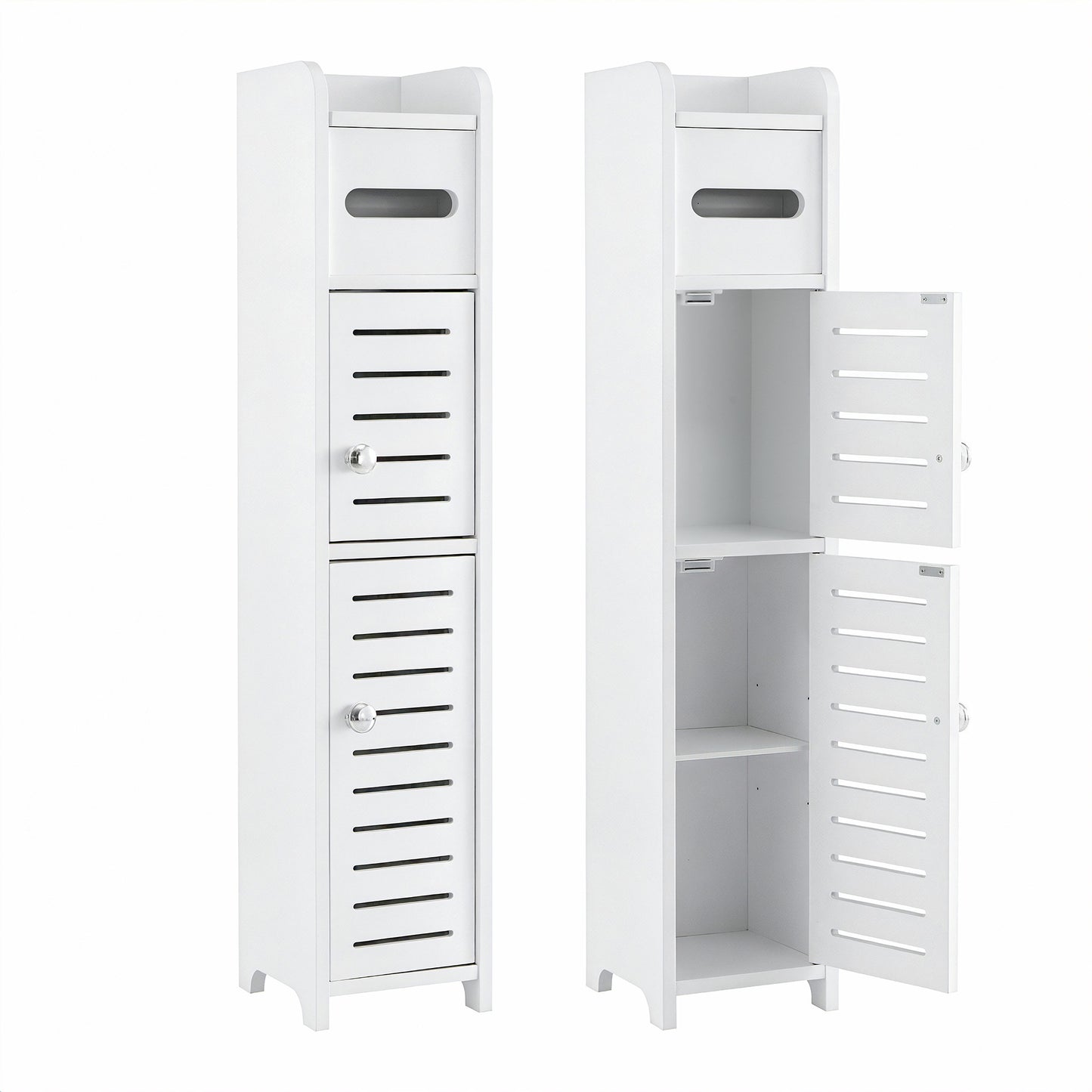 Artiss 2x Bathroom Storage Cabinet 3-Tier Toilet Paper Holder Organizer White FURNI-S-DIY-LVD02-WHX2