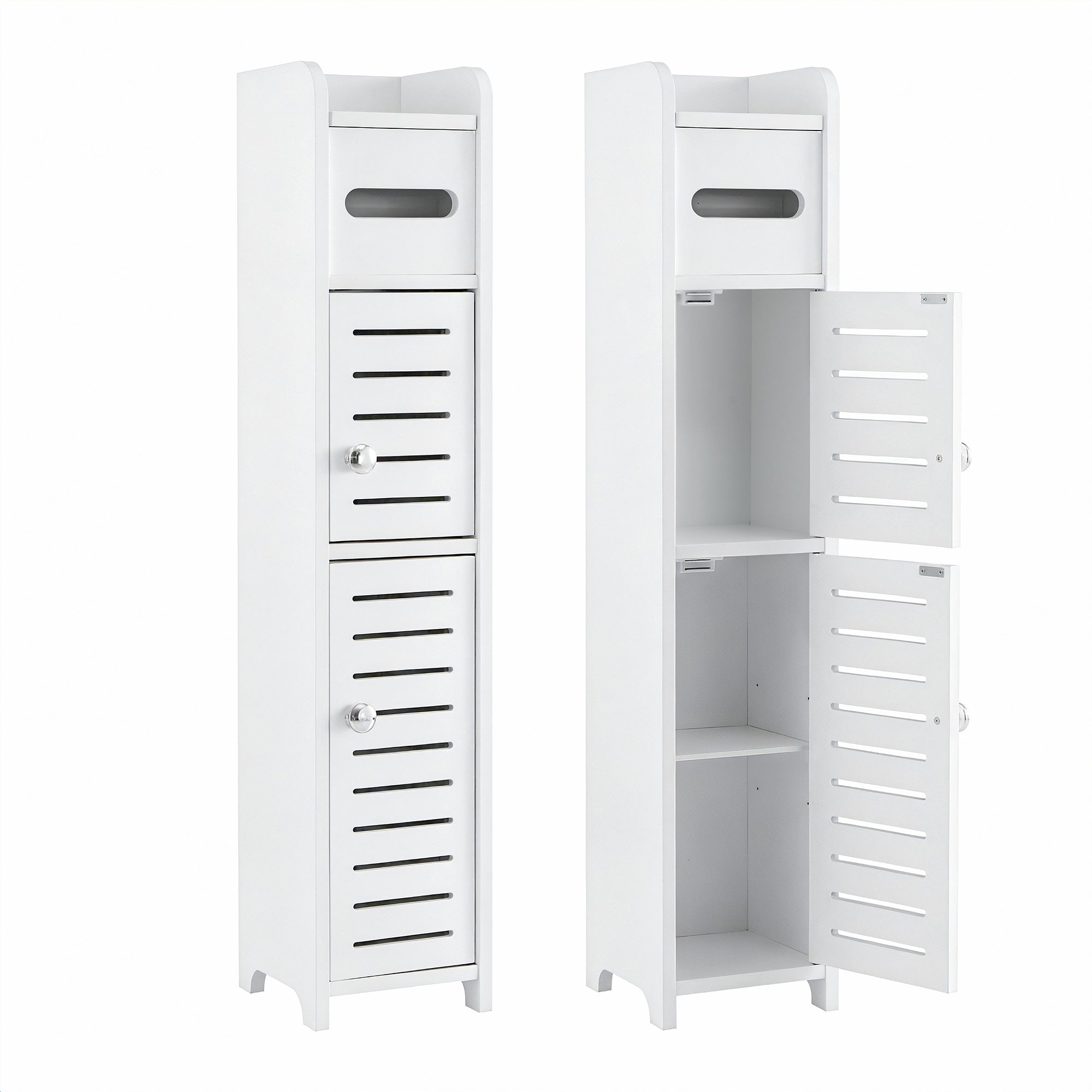 Artiss 2x Bathroom Storage Cabinet 3-Tier Toilet Paper Holder Organizer White FURNI-S-DIY-LVD02-WHX2