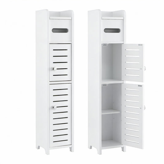 Artiss 2x Bathroom Storage Cabinet 3-Tier Toilet Paper Holder Organizer White FURNI-S-DIY-LVD02-WHX2