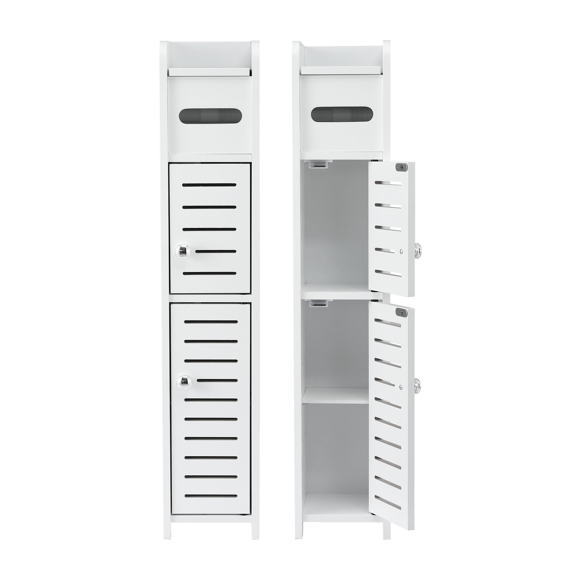 Artiss 2x Bathroom Storage Cabinet 3-Tier Toilet Paper Holder Organizer White FURNI-S-DIY-LVD02-WHX2