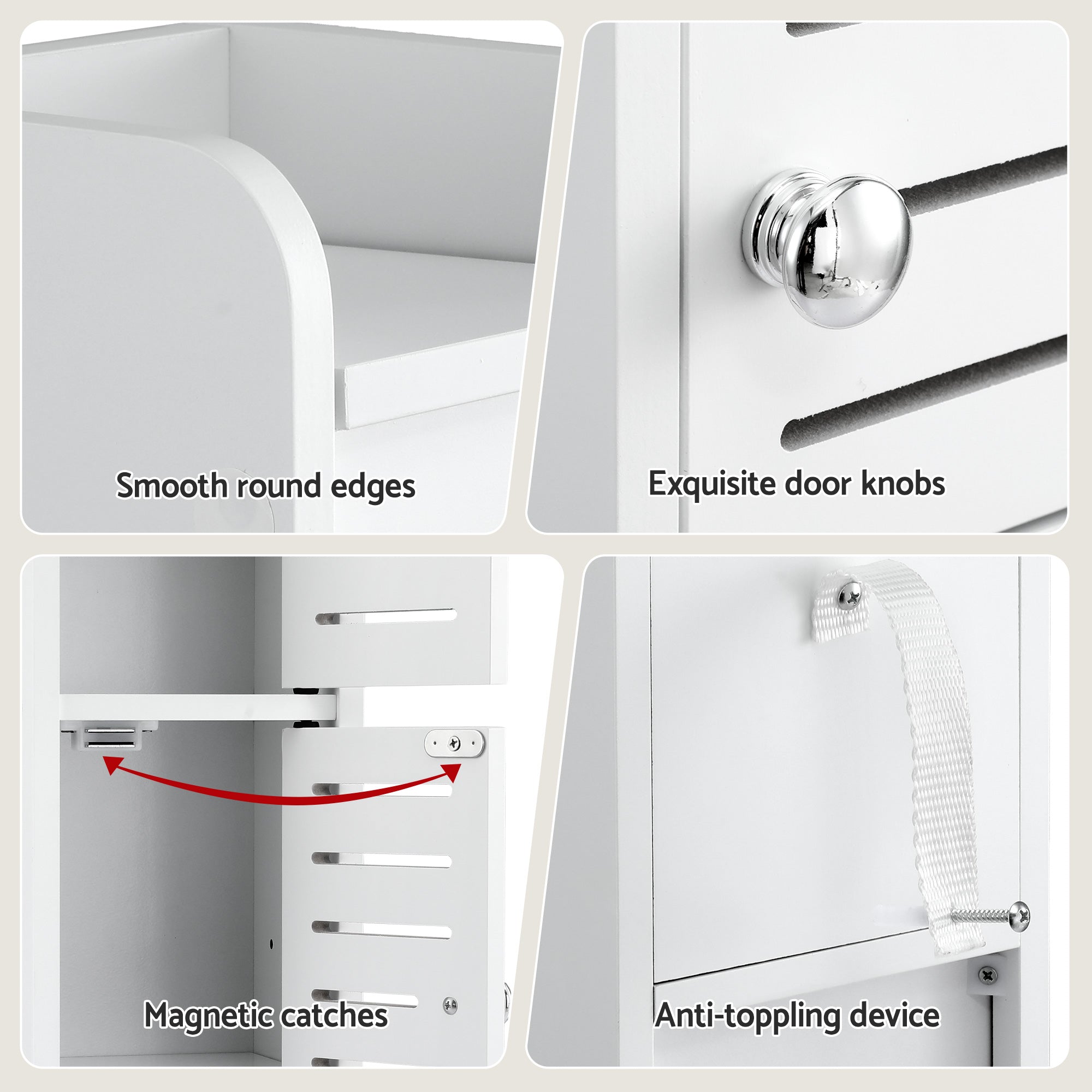 Artiss 2x Bathroom Storage Cabinet 3-Tier Toilet Paper Holder Organizer White FURNI-S-DIY-LVD02-WHX2