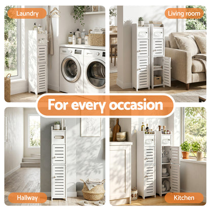Artiss 2x Bathroom Storage Cabinet 3-Tier Toilet Paper Holder Organizer White FURNI-S-DIY-LVD02-WHX2