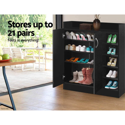 Artiss Shoe Rack Cabinet 21 Pairs Adjustable Shelves Black Clair FURNI-SHOE-21-BK-AB