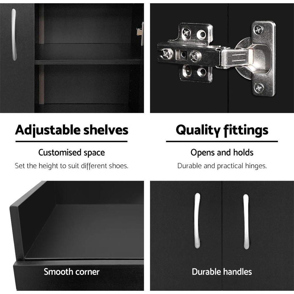 Artiss Shoe Rack Cabinet 21 Pairs Adjustable Shelves Black Clair FURNI-SHOE-21-BK-AB