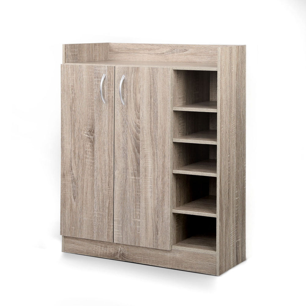 Artiss Shoe Rack Cabinet 21 Pairs Adjustable Shelves Pine Clair FURNI-SHOE-21-WD-AB
