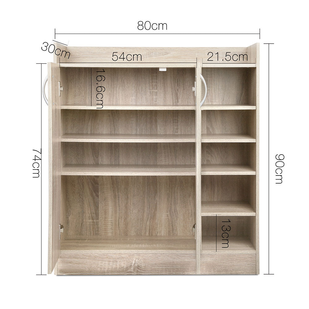 Artiss Shoe Rack Cabinet 21 Pairs Adjustable Shelves Pine Clair FURNI-SHOE-21-WD-AB
