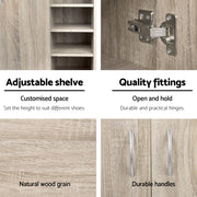 Artiss Shoe Rack Cabinet 21 Pairs Adjustable Shelves Pine Clair FURNI-SHOE-21-WD-AB