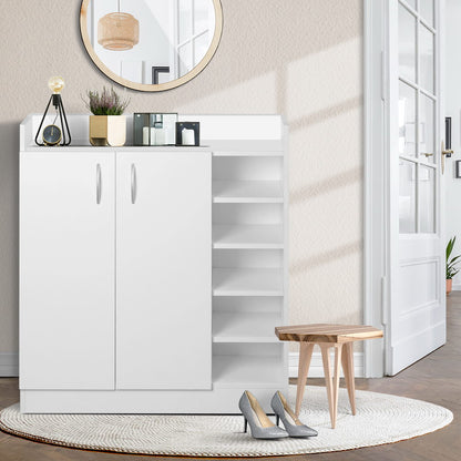 Artiss Shoe Rack Cabinet 21 Pairs Adjustable Shelves White Clair FURNI-SHOE-21-WH-AB