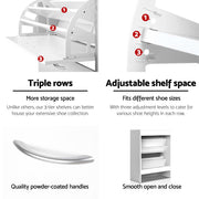 Artiss Shoe Rack Cabinet Adjustable Shelves 24 Pairs White Iris FURNI-SHOE-3D2-WH