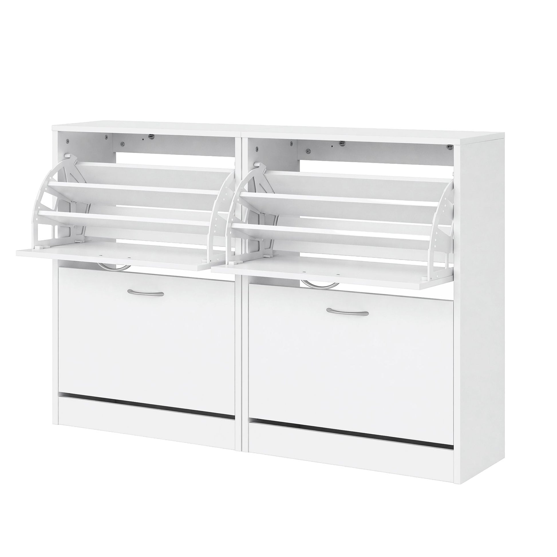 Artiss 2x Shoe Cabinet Storage Organiser 2 Flip Drawer White FURNI-SHOE-3D2-WHX2