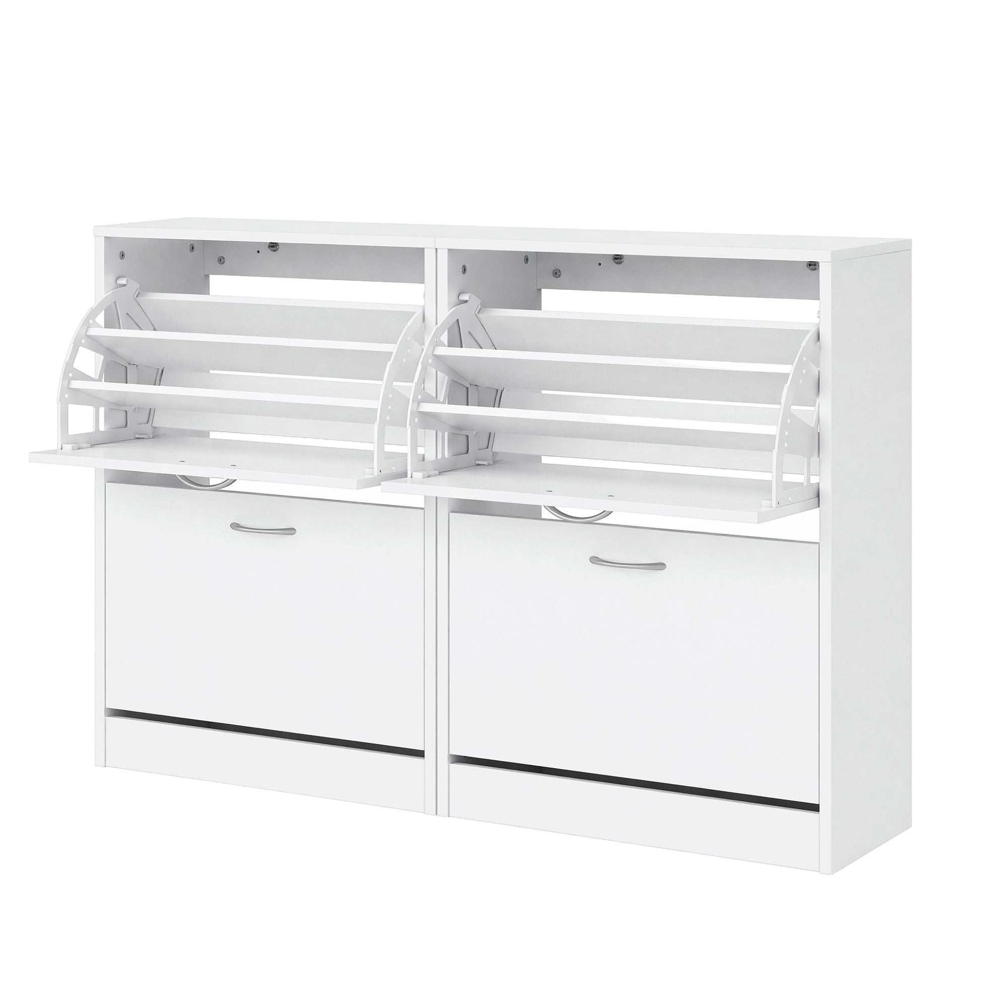 Artiss 2x Shoe Cabinet Storage Organiser 2 Flip Drawer White FURNI-SHOE-3D2-WHX2