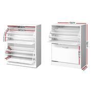 Artiss 2x Shoe Cabinet Storage Organiser 2 Flip Drawer White FURNI-SHOE-3D2-WHX2