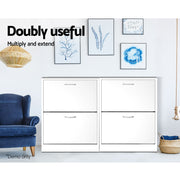 Artiss 2x Shoe Cabinet Storage Organiser 2 Flip Drawer White FURNI-SHOE-3D2-WHX2