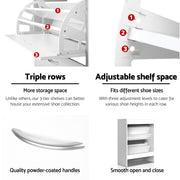 Artiss 2x Shoe Cabinet Storage Organiser 2 Flip Drawer White FURNI-SHOE-3D2-WHX2