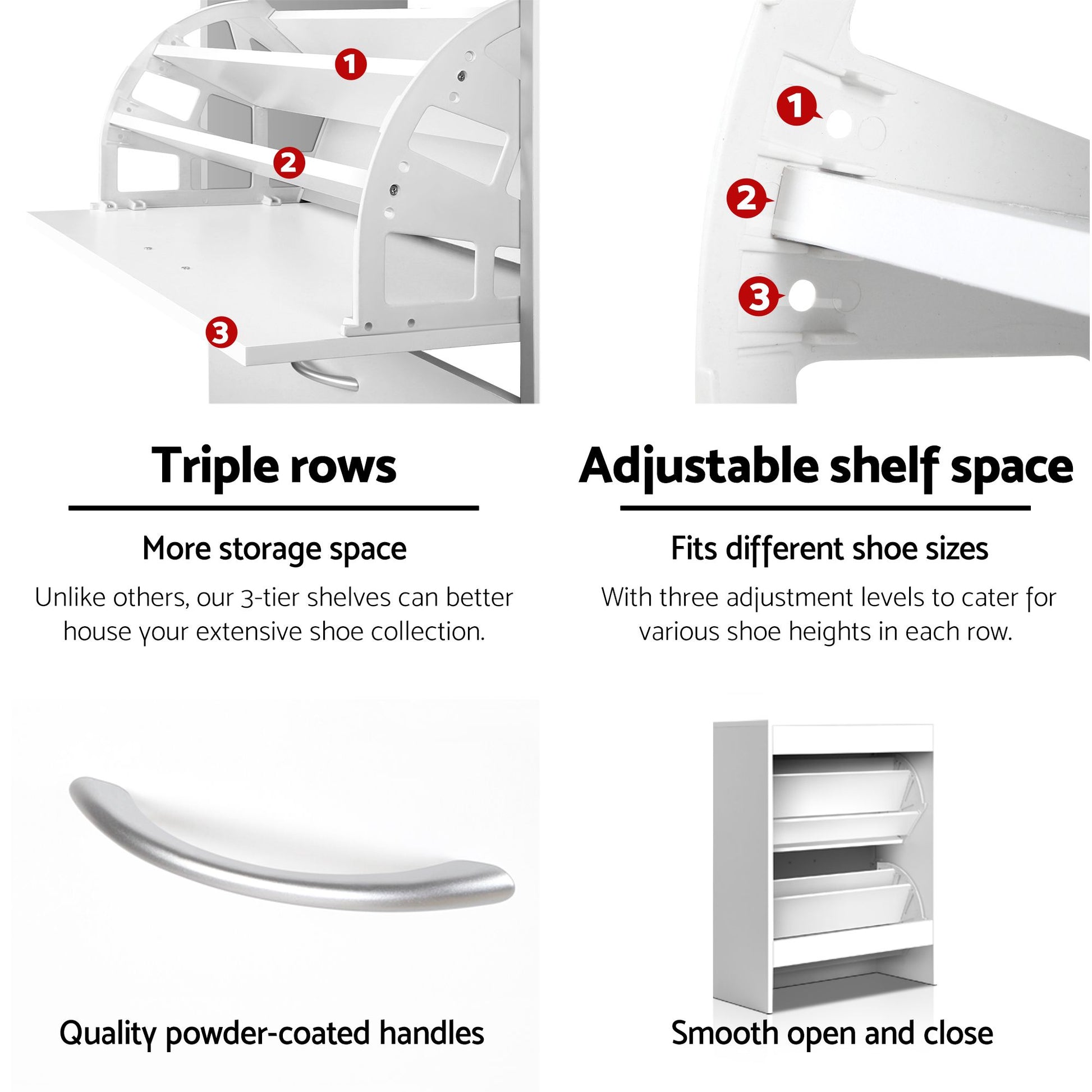 Artiss 2x Shoe Cabinet Storage Organiser 2 Flip Drawer White FURNI-SHOE-3D2-WHX2