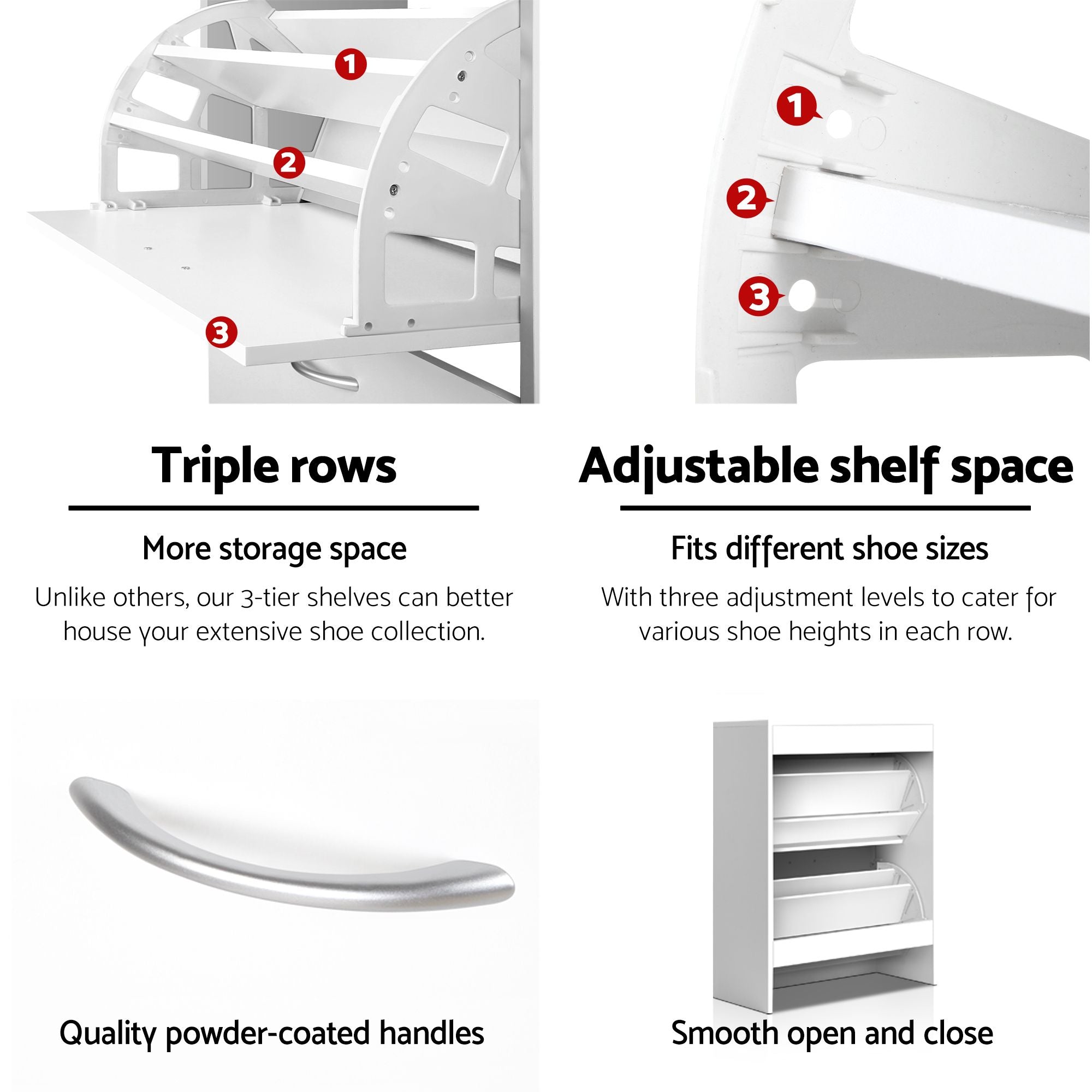 Artiss 2x Shoe Cabinet Storage Organiser 2 Flip Drawer White FURNI-SHOE-3D2-WHX2