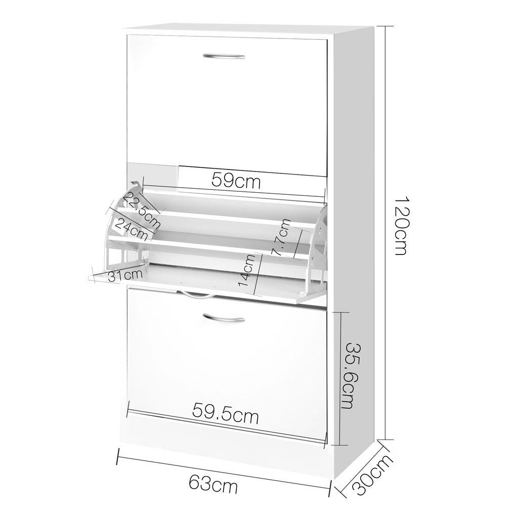 Artiss Shoe Rack Cabinet 36 Pairs Adjustable Shelves Ivy FURNI-SHOE-3D3-WT-AB