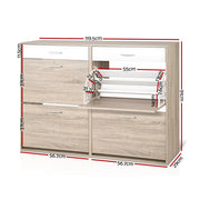 Artiss Shoe Rack Cabinet 36 Pairs Adjustable Shelves Pine Sara FURNI-SHOE-NEW4D-AB