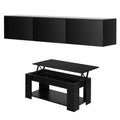 Artiss TV Unit & Coffee Table Set Storage Cabinet Black FURNI-TV-COF01-BK