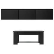 Artiss TV Unit & Coffee Table Set Storage Cabinet Black FURNI-TV-COF01-BK