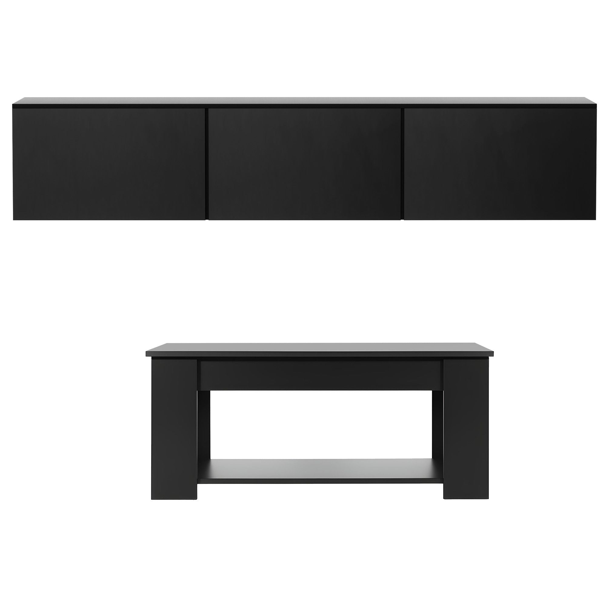 Artiss TV Unit & Coffee Table Set Storage Cabinet Black FURNI-TV-COF01-BK