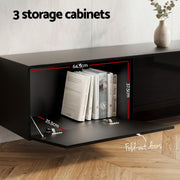 Artiss TV Unit & Coffee Table Set Storage Cabinet Black FURNI-TV-COF01-BK