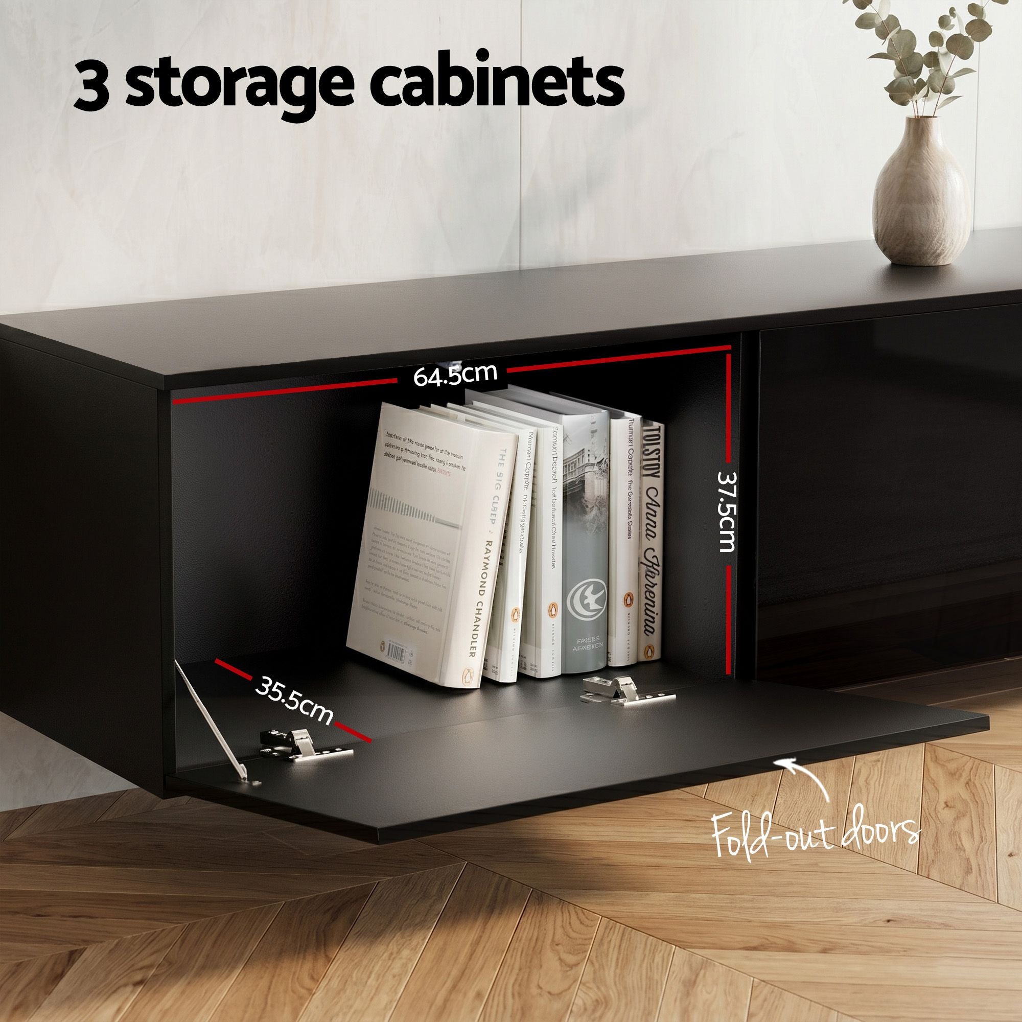 Artiss TV Unit & Coffee Table Set Storage Cabinet Black FURNI-TV-COF01-BK