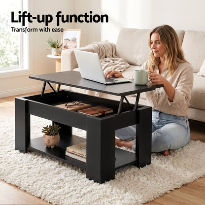 Artiss TV Unit & Coffee Table Set Storage Cabinet Black FURNI-TV-COF01-BK