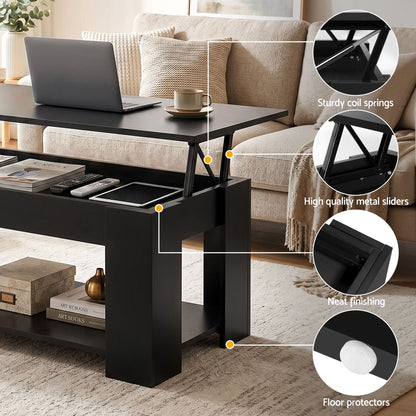 Artiss TV Unit & Coffee Table Set Storage Cabinet Black FURNI-TV-COF01-BK