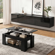 Artiss TV Unit & Coffee Table Set Storage Cabinet Black FURNI-TV-COF01-BK