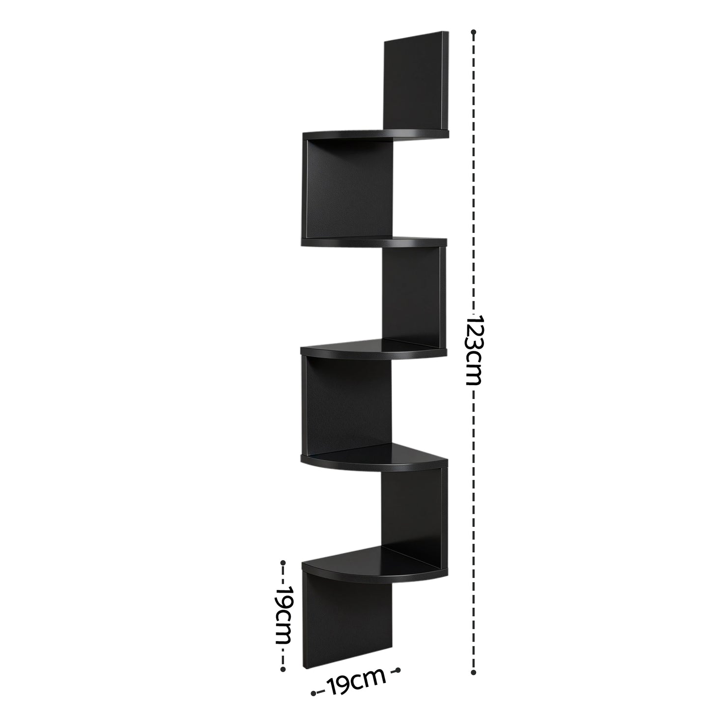 Artiss Wall Shelf Bookshelf Corner Floating 5-Tier Black FURNI-WALL-COR-BK