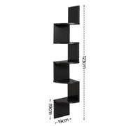 Artiss Wall Shelf Bookshelf Corner Floating 5-Tier Black FURNI-WALL-COR-BK