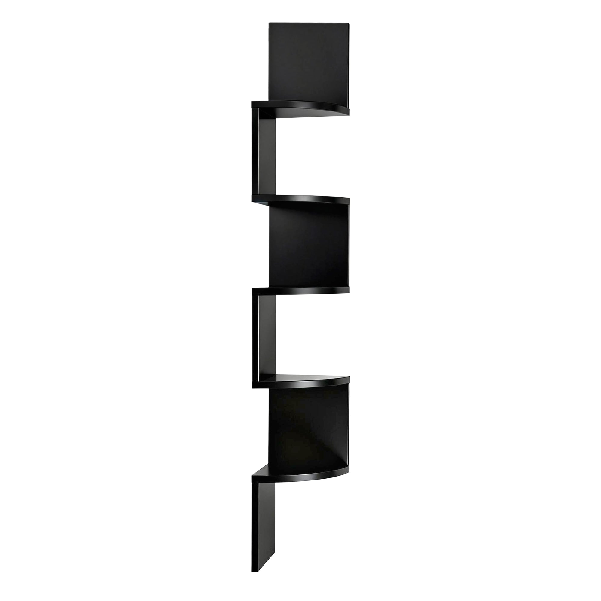 Artiss Wall Shelf Bookshelf Corner Floating 5-Tier Black FURNI-WALL-COR-BK