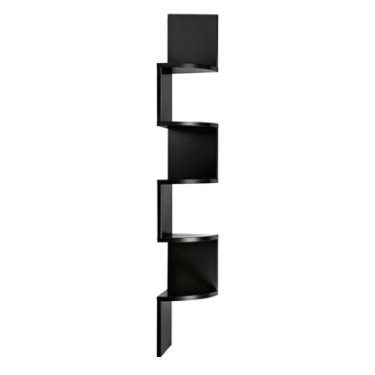 Artiss Wall Shelf Bookshelf Corner Floating 5-Tier Black FURNI-WALL-COR-BK