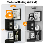 Artiss Wall Shelf Bookshelf Corner Floating 5-Tier Black FURNI-WALL-COR-BK